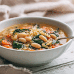 Italian-Style Comfort Soup for Recovery in a white bowl