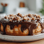 Giant Peanut Butter Rice Cake with chocolate and sea salt