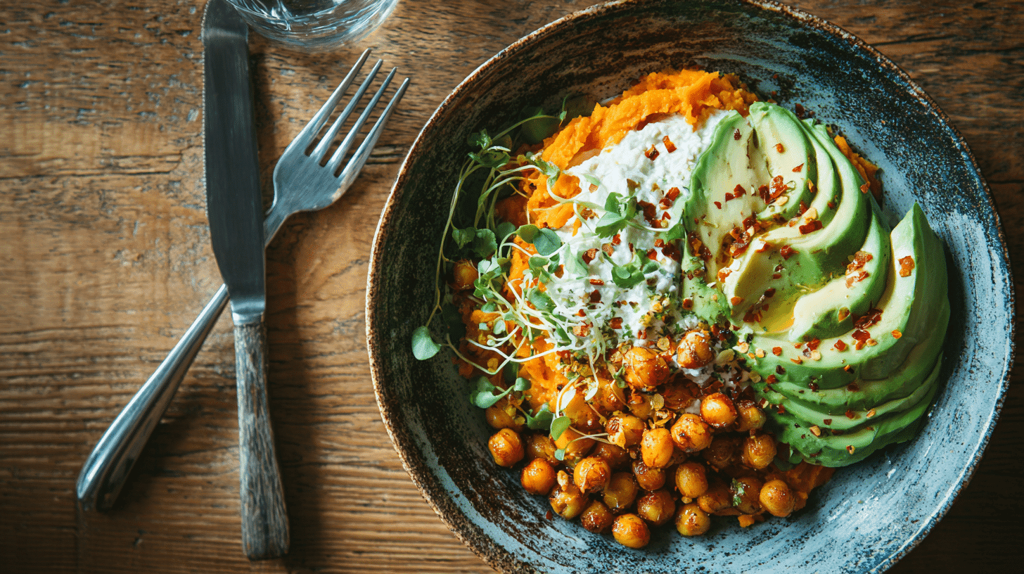 Viral cottage cheese sweet potato bowl with toppings