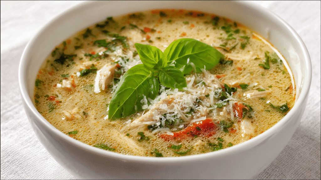 bowl of Italian chicken soup ready to serve