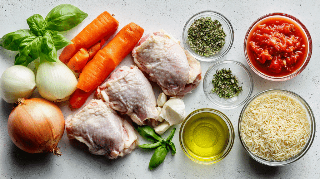fresh ingredients for Italian chicken soup