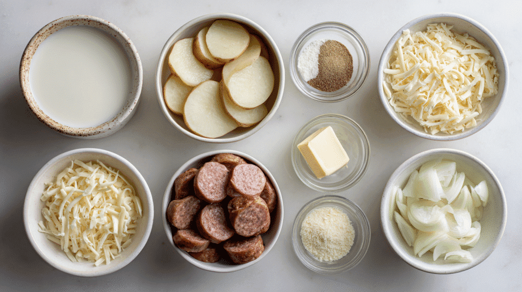 Ingredients for Ranch Scalloped Potatoes with Sausage