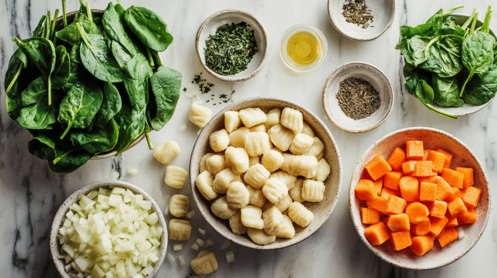 Ingredients for Cozy Winter Gnocchi Soup