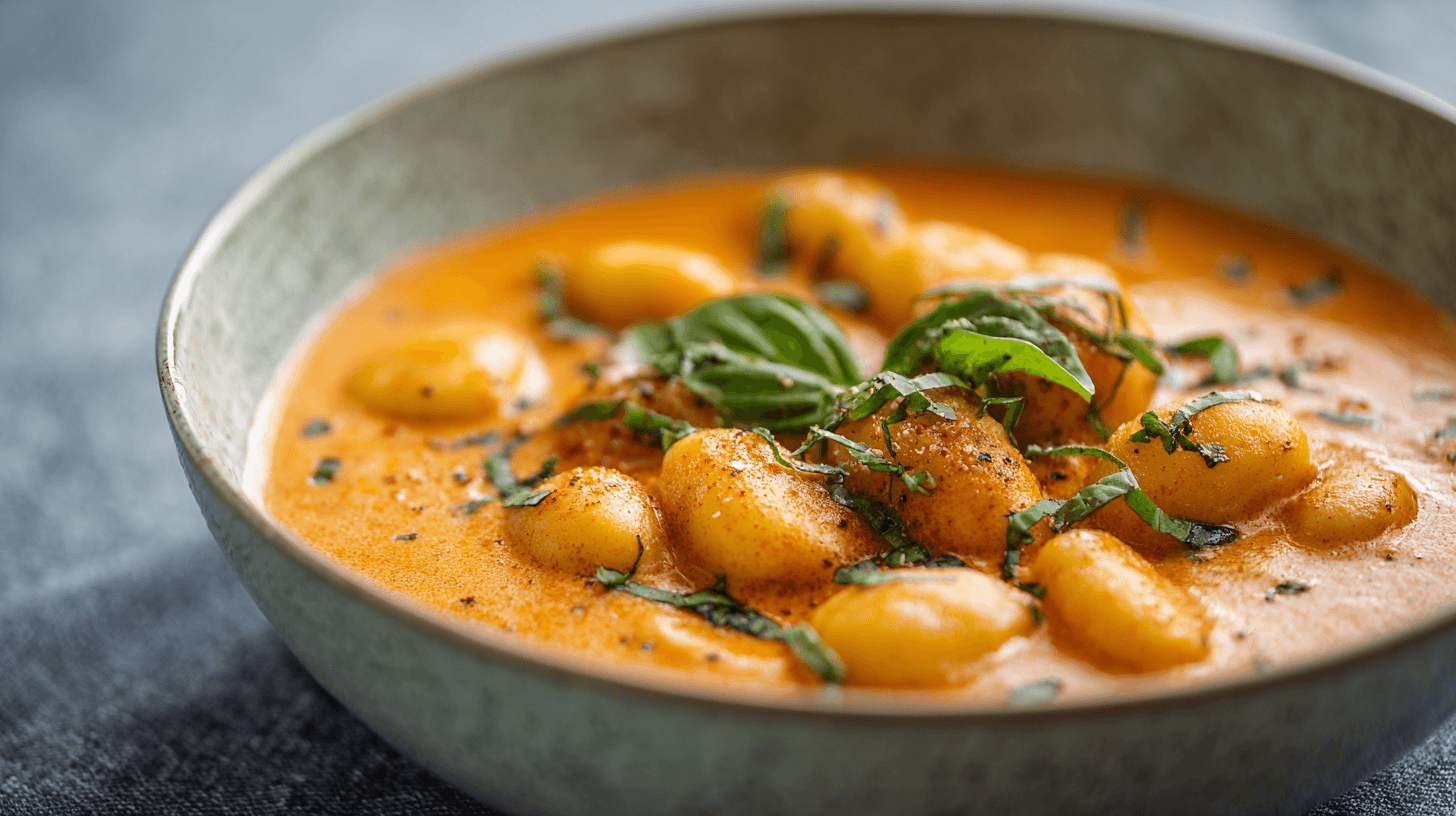 One-Pot Creamy Tomato Gnocchi Soup in a bowl