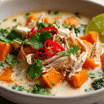 Thai Chicken Soup with Sweet Potato in Coconut Broth