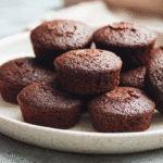 One Bowl Eggless Brownie Bites on ceramic plate