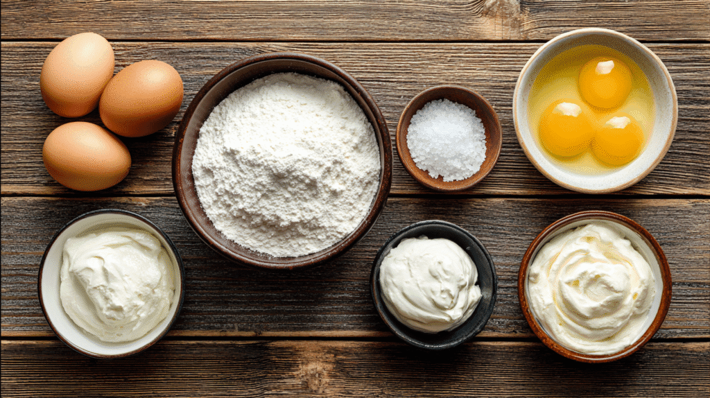 Ingredients for cloud bread breakfast sandwich