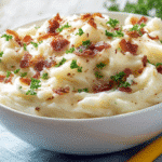 Instant Pot Creamy Potato Ranch Dinner close-up in white bowl