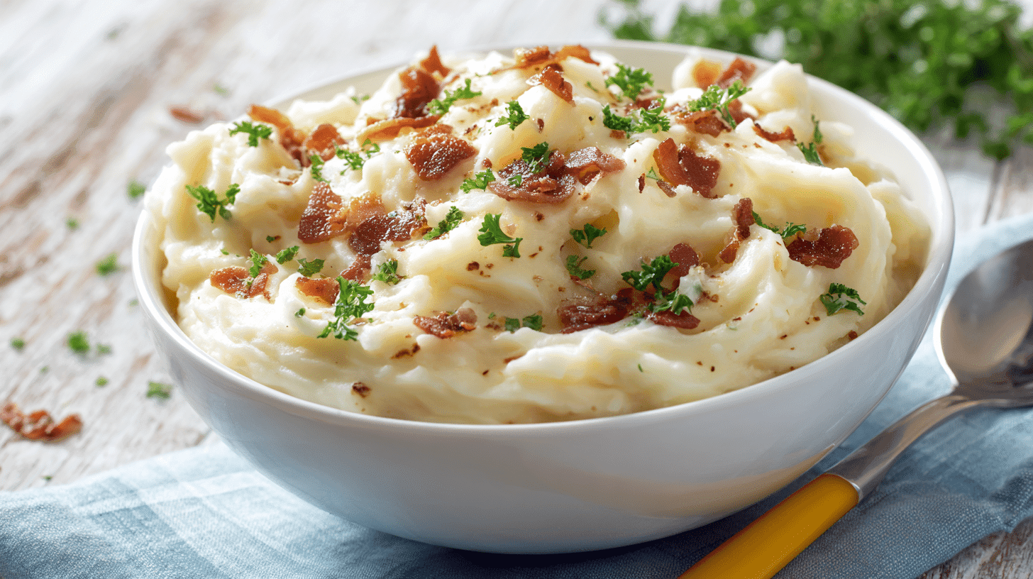 Instant Pot Creamy Potato Ranch Dinner close-up in white bowl