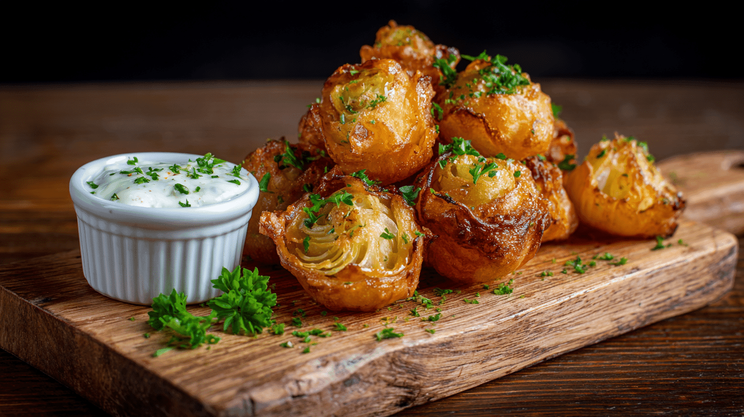Awesome Blossom Onion Bites served with dipping sauce