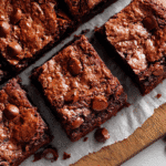 vegan cocoa brownie squares on tray