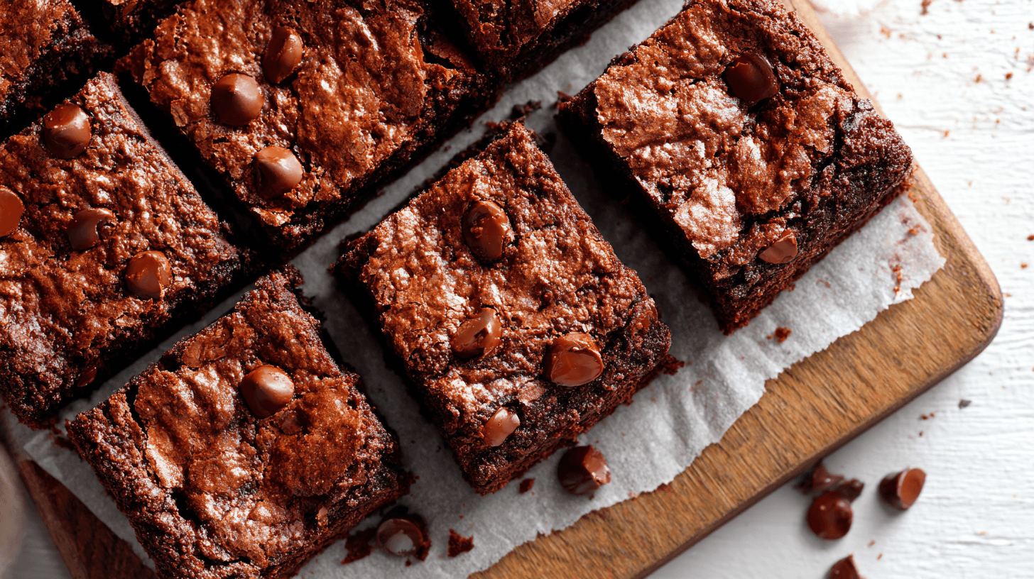 vegan cocoa brownie squares on tray