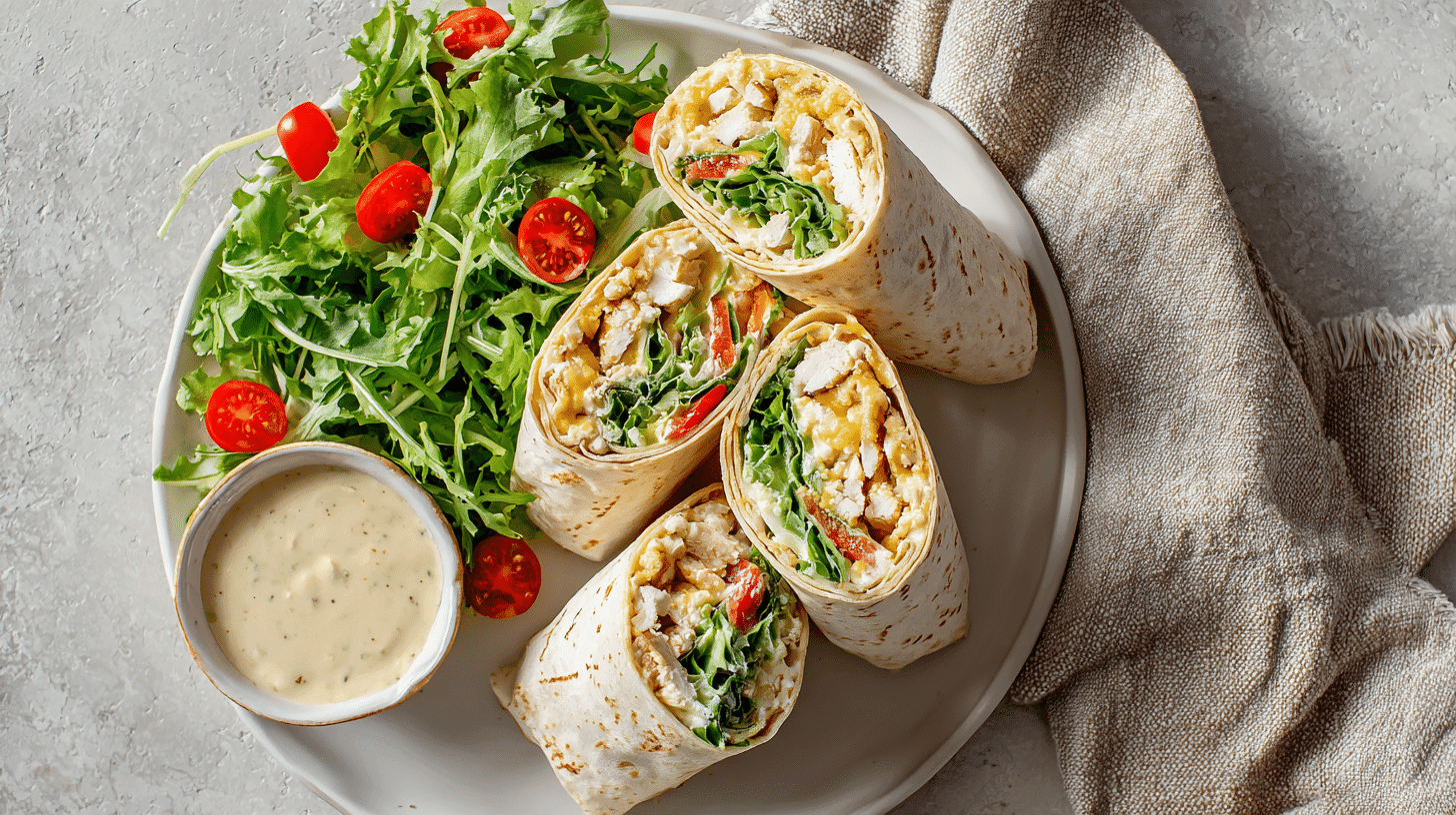 Served Ranch Chicken and Cheese Tortilla Wraps