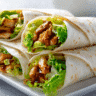 BBQ Garlic Chicken Wraps served on a white plate