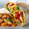 Cheesy Chicken Fajita Wrap close-up with melted cheese and peppers