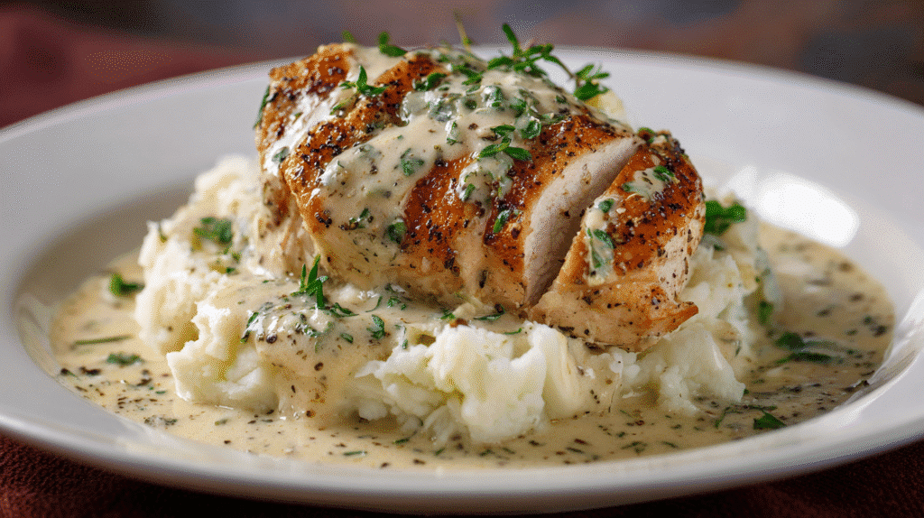 U3823717446 Plated Creamy Garlic Chicken With Sauce Over Mash 0c05c963 Eb41 4a45 90ba Ab38442daea5 1