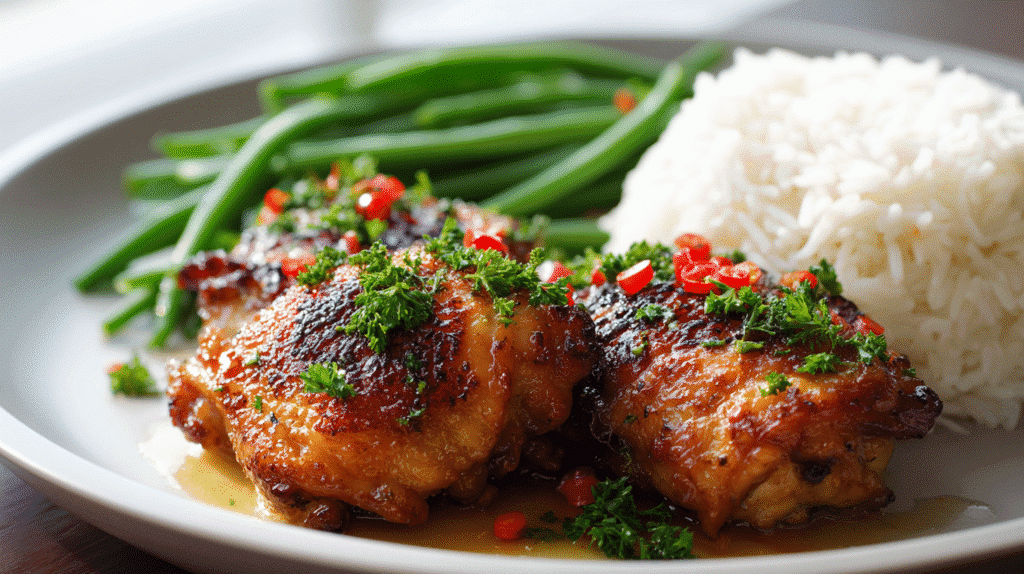 U3823717446 Served Dish Of Honey Garlic Chicken Thighs On A M 8be35c27 5d18 48b4 Bad4 Cd5178a2ff5f 0