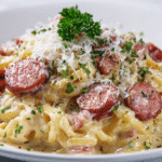 U3823717446 Zoomed In Plate Of Creamy Smoked Sausage Pasta Se 02a4da47 1aa1 4abc 821f 597a029fdf10 0