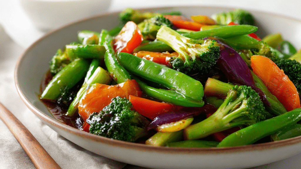 U3823717446 Close Up Of Plated Veggie Stir Fry Served In A Sh 45724751 6d81 4c03 9cff 60515b5bfc82 0
