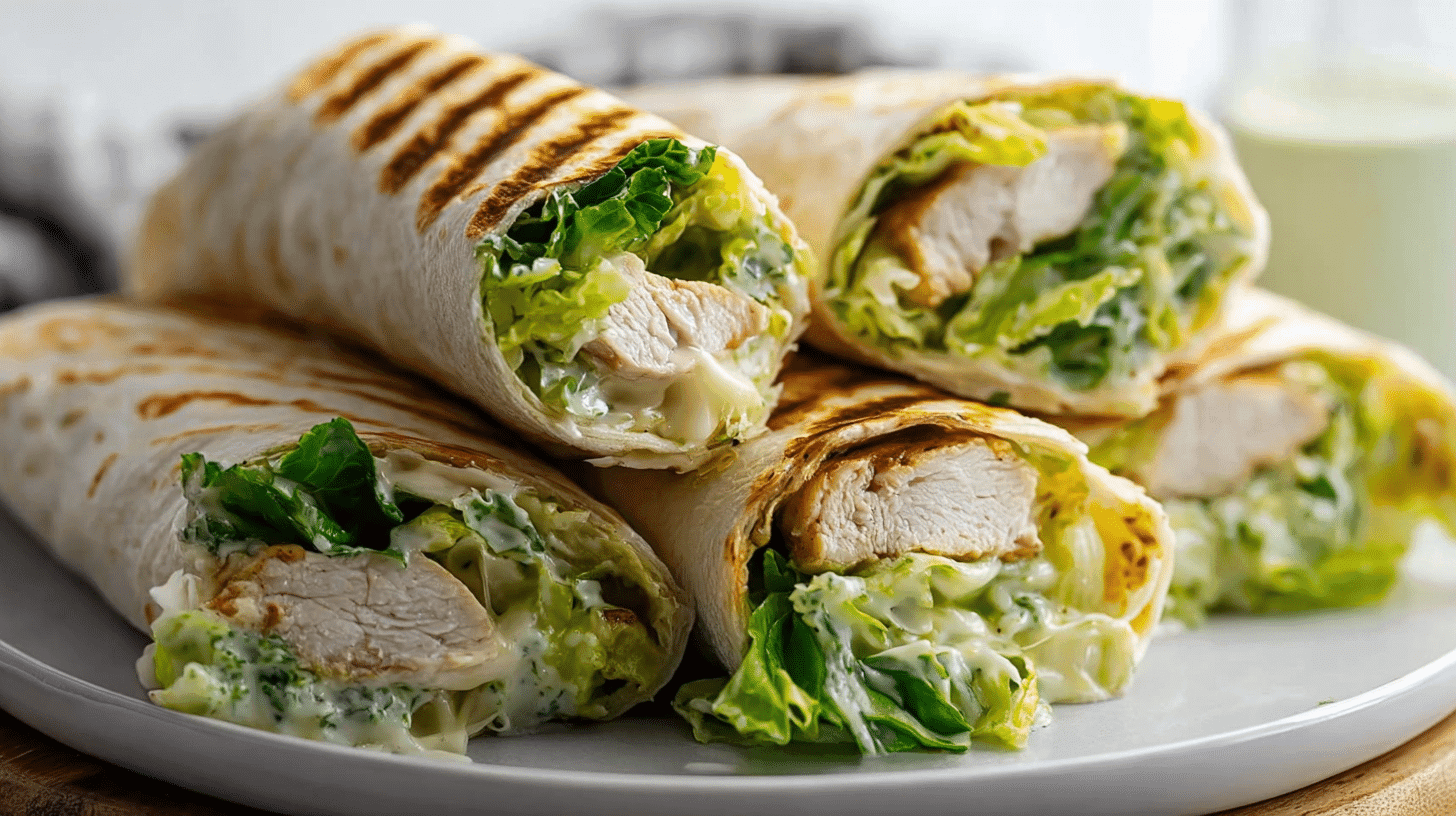 Cheesy chicken caesar wrap