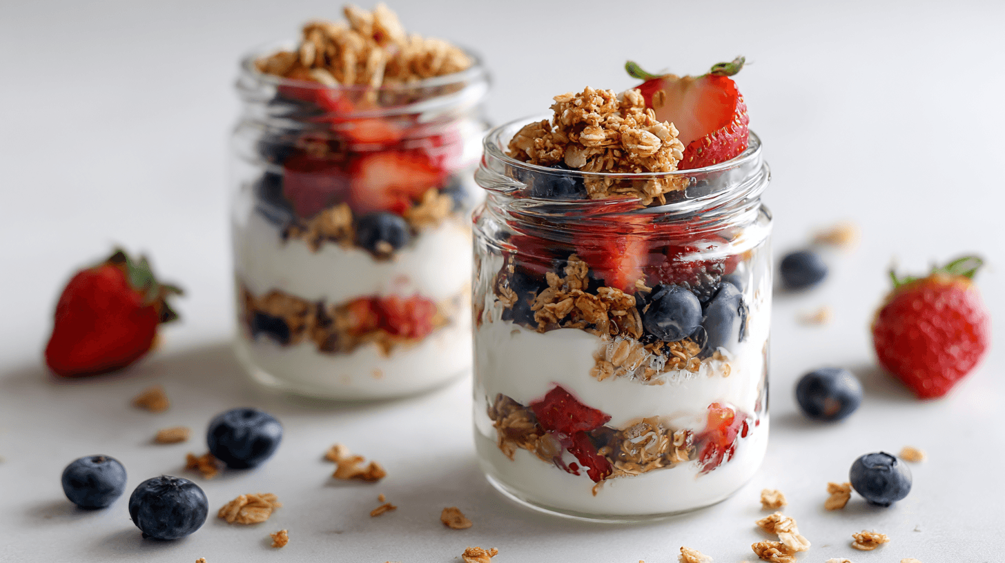 U3823717446 Macro View Of Two Finished Greek Yogurt Parfaits 54dbedad 8e48 4849 9d1d Ddfebc35cb4b 0