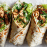 Garlic Butter Chicken Wraps on white plate