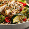 Veggie Packed Chicken Power Bowl with roasted vegetables and quinoa