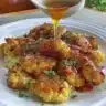 Sticky honey garlic cauliflower dish served in a bowl