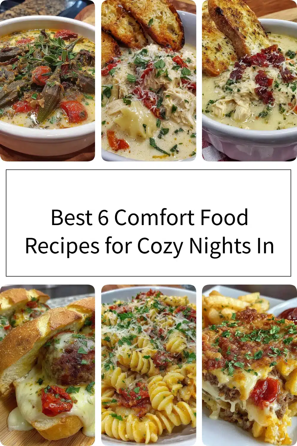 A selection of delicious comfort food dishes for cozy nights in