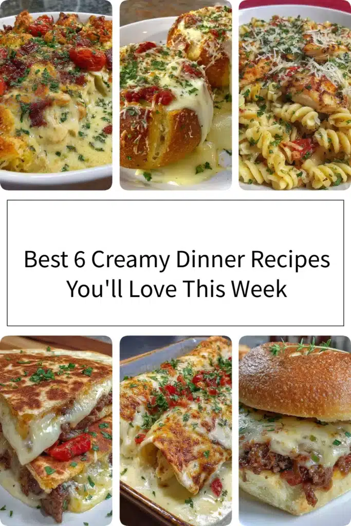 Delicious creamy dinner recipes served on a table