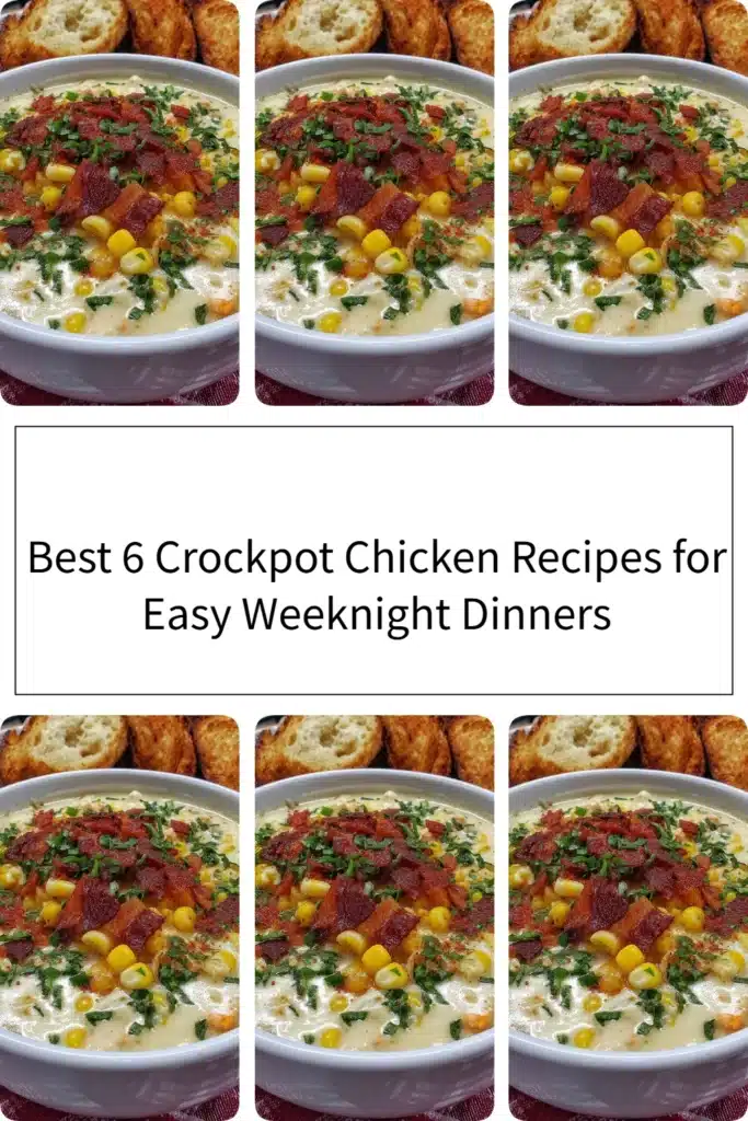 Delicious crockpot chicken dinners ready for easy weeknight meals.