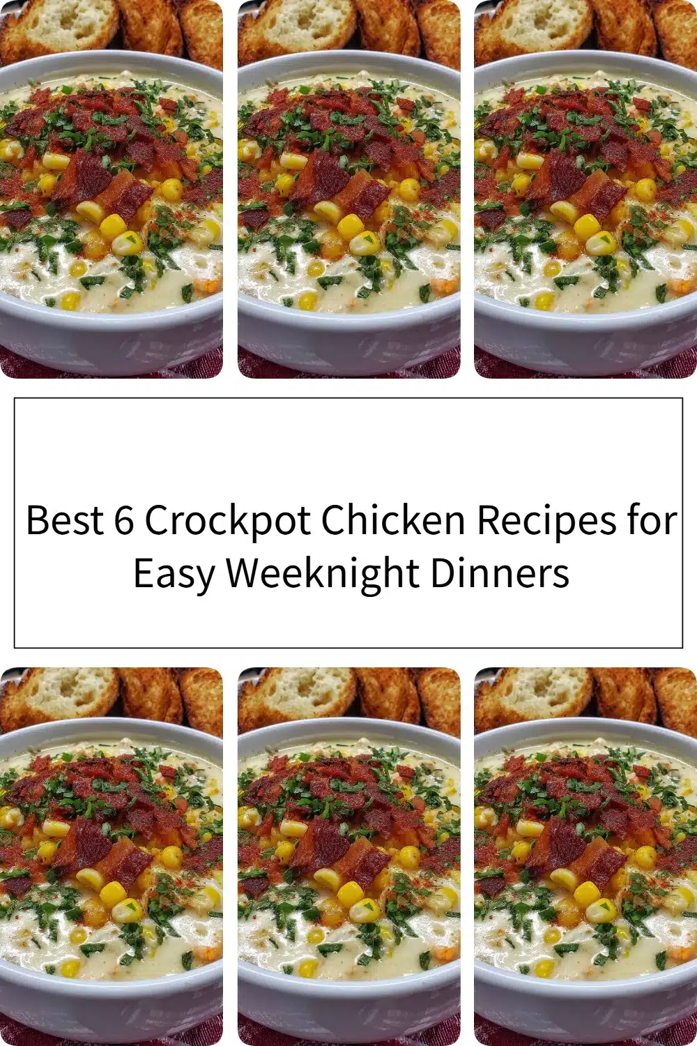 Delicious crockpot chicken dinners ready for easy weeknight meals.