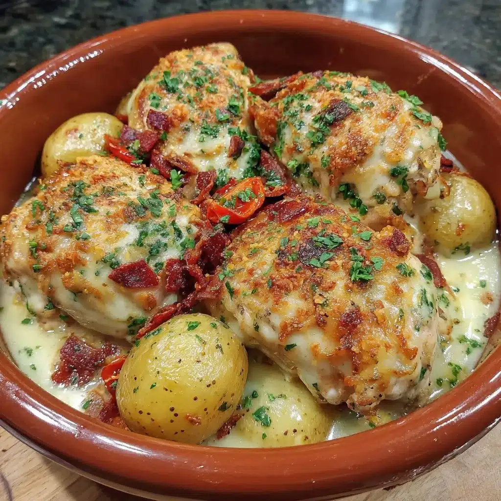 Easy Garlic Parmesan Crockpot Chicken with Baby Potatoes