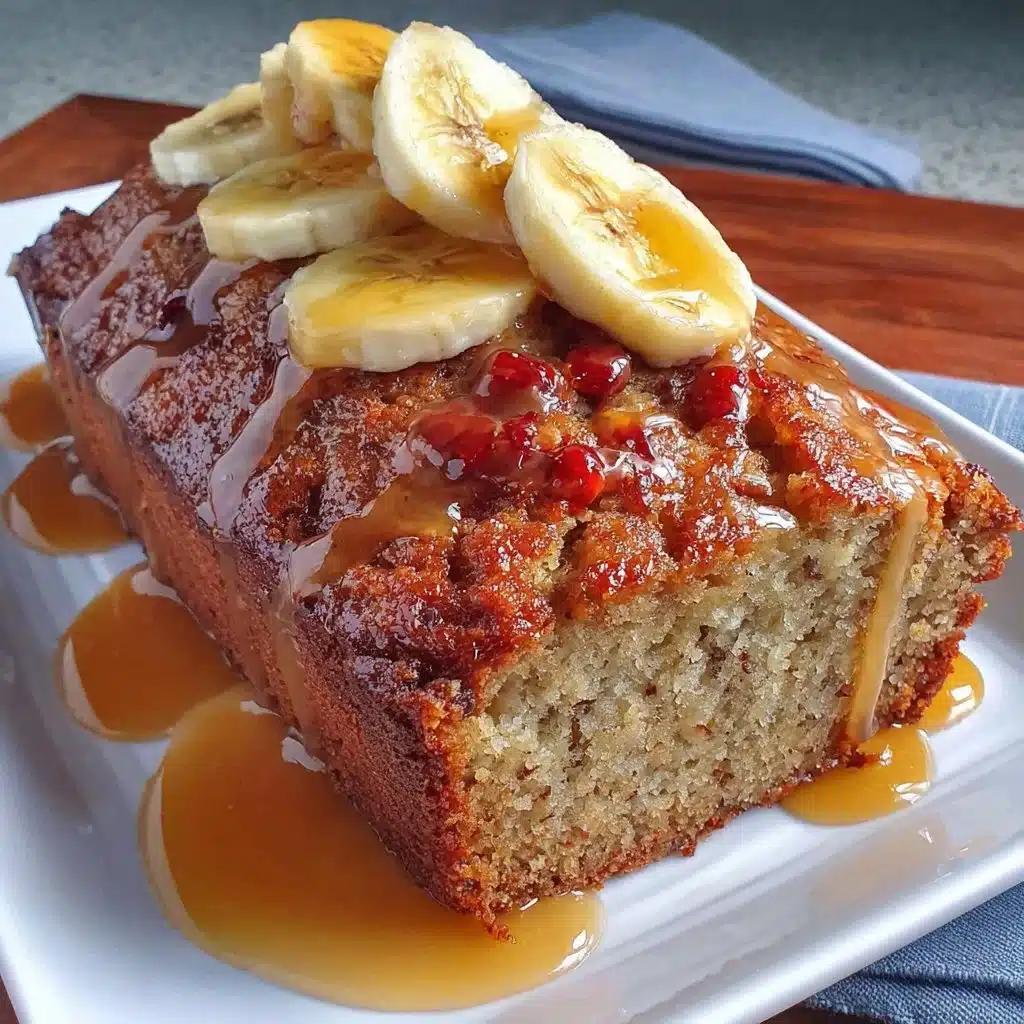 Freshly baked classic banana bread with slices on a wooden table