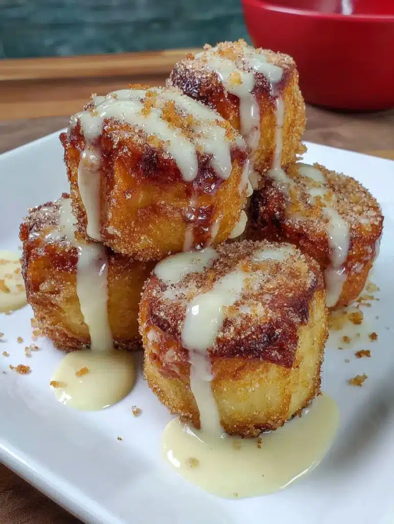 Crispy air fryer churro bites dusted with cinnamon sugar on a plate.