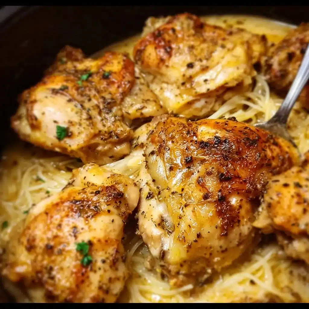 Plate of delicious Crock Pot Angel Chicken served with sides