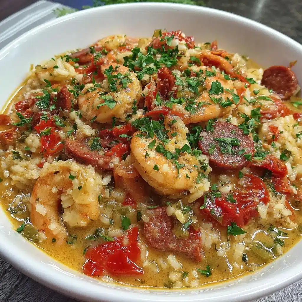 Delicious Crock Pot Jambalaya served in a bowl, showcasing shrimp and sausage.
