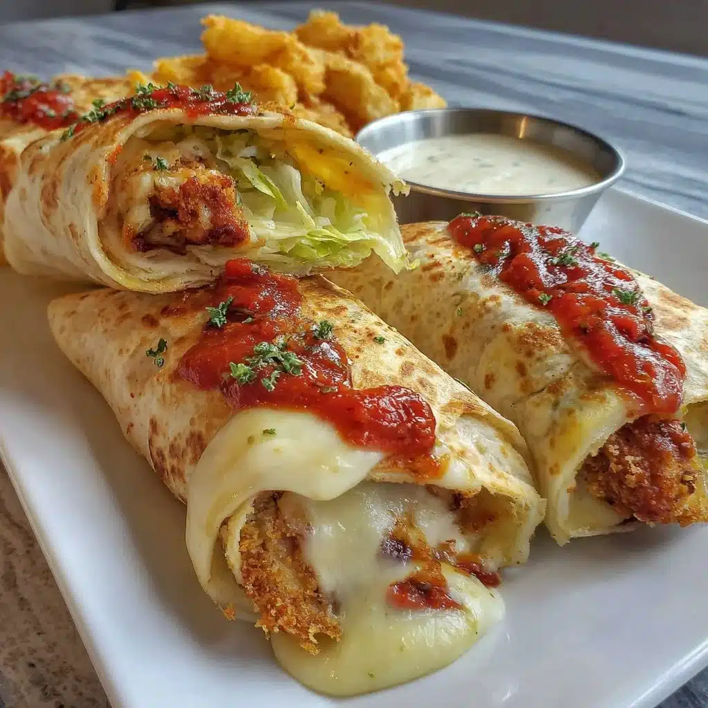 Crunchy crispy air fryer chicken and mozzarella wraps on a wooden platter