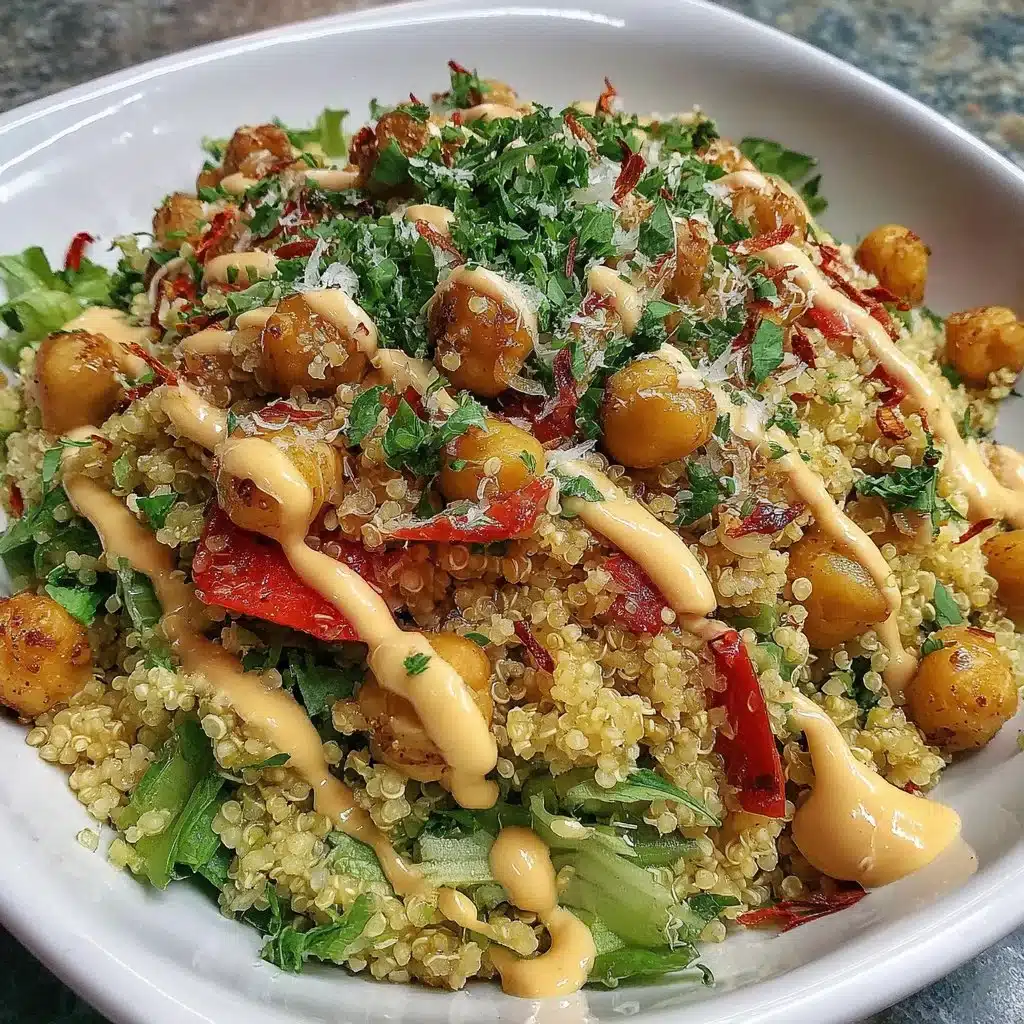 Moroccan-inspired chickpea quinoa salad with vibrant vegetables and spices