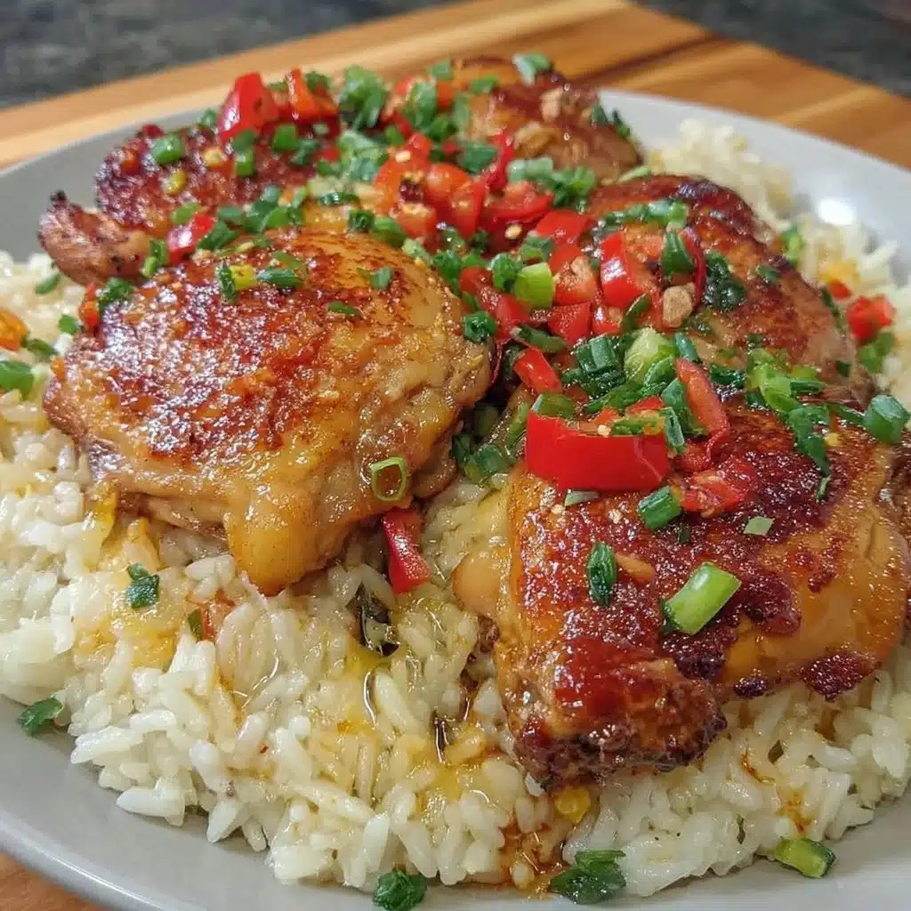 One-Pan Bold Honey BBQ Chicken Rice dish with vibrant colors and flavors