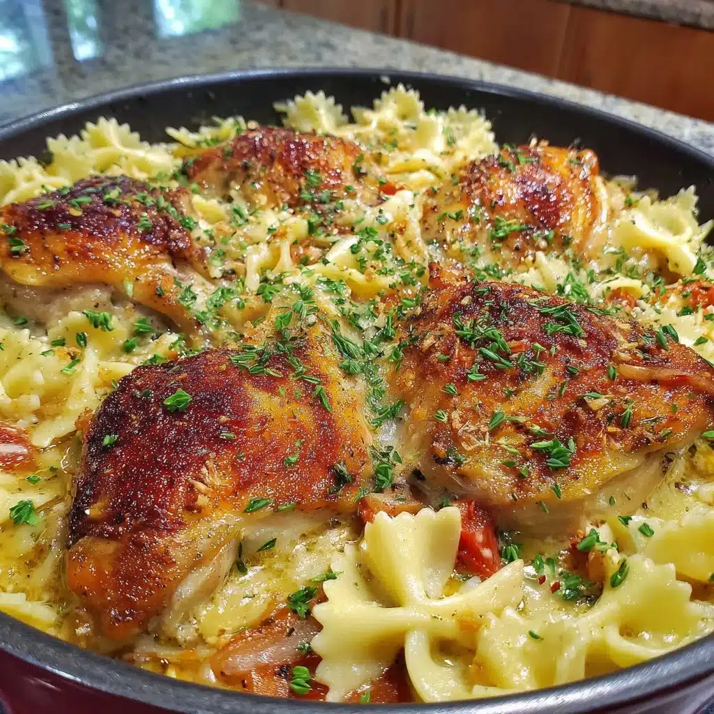 One-Pan Chicken with Buttered Noodles recipe on a plate