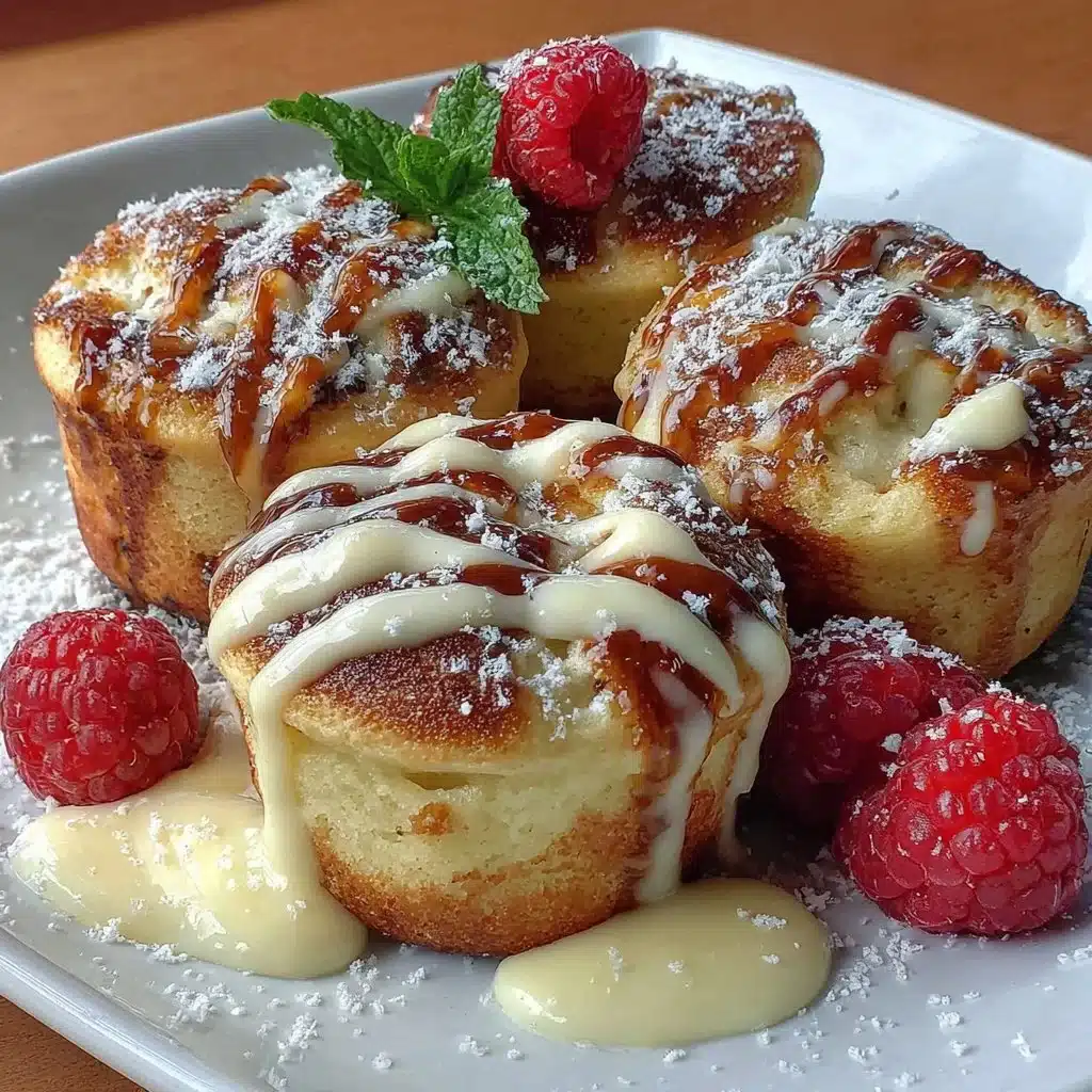 Pancake mini muffins served on a plate with syrup and berries