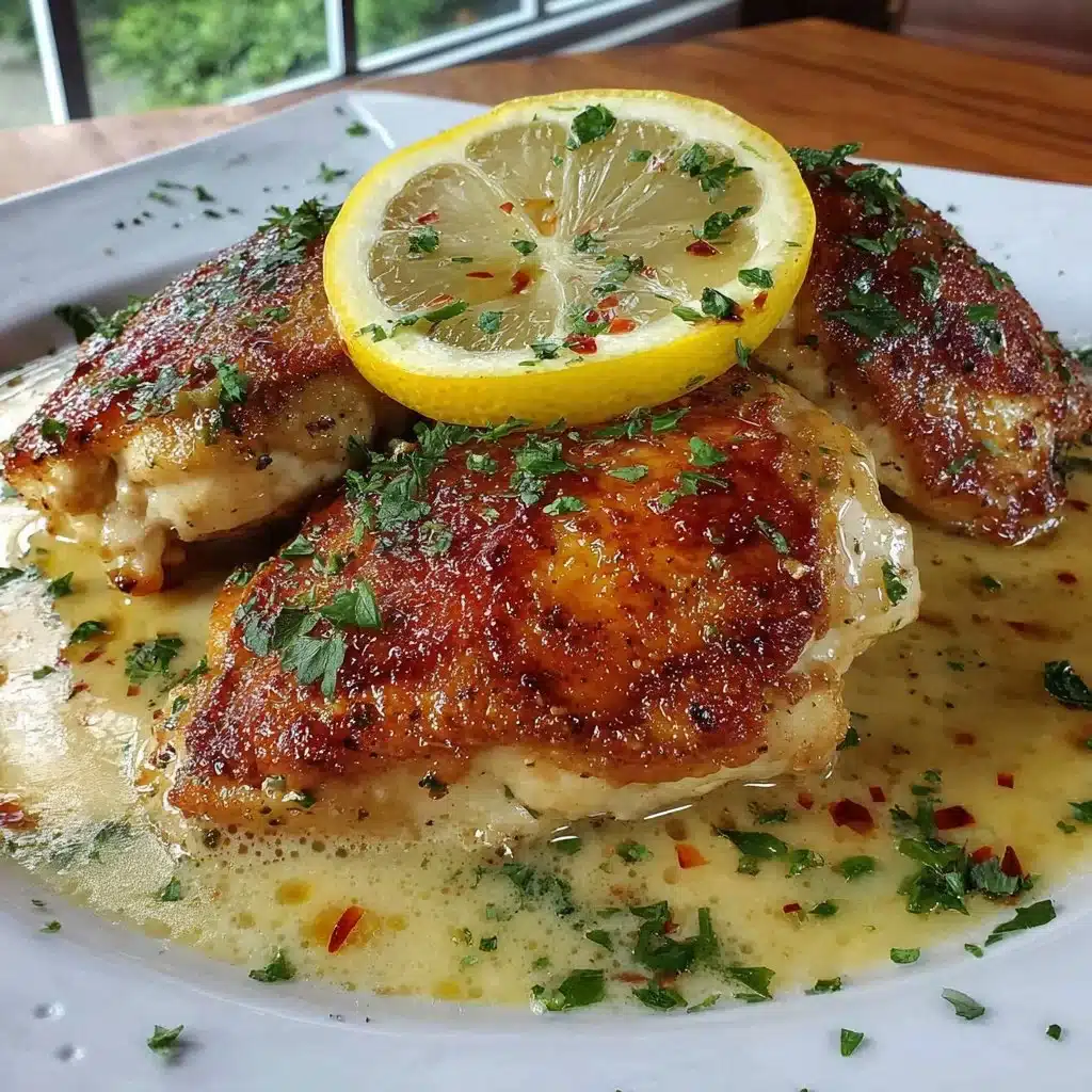 Delicious quick and easy lemon chicken dish garnished with fresh herbs