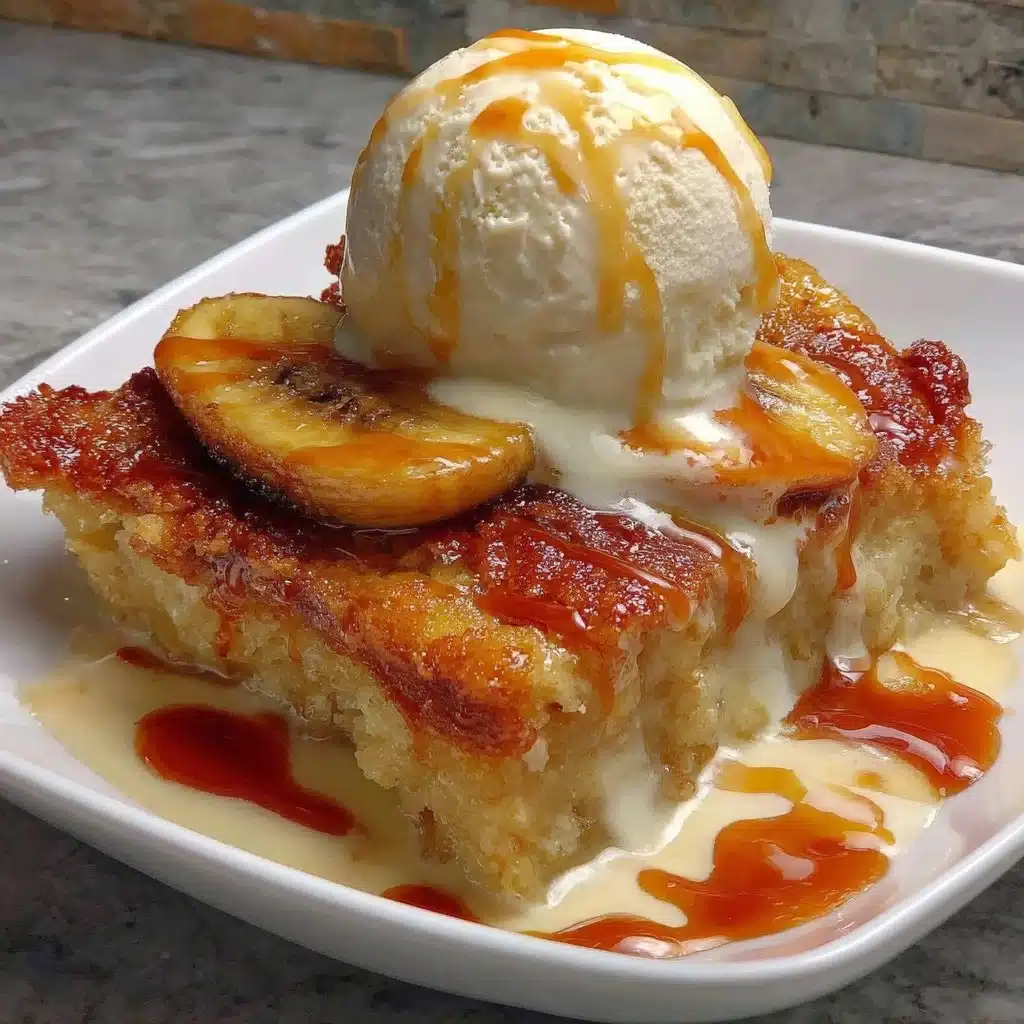 Delicious Southern Banana Cobbler served in a dish with caramelized bananas