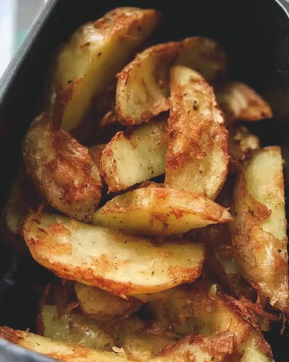 Crispy air-fried potato skins topped with cheese and herbs