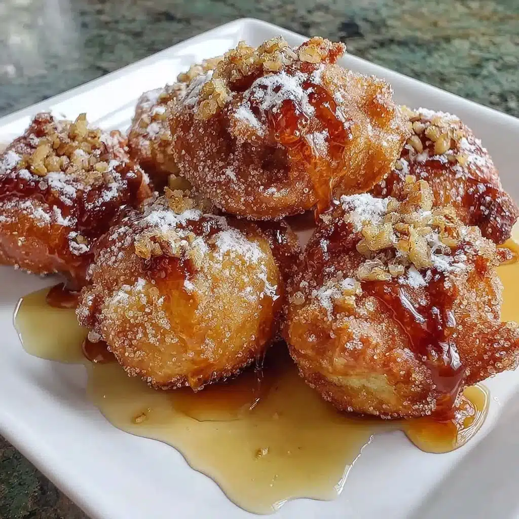 Delicious air-fried apple fritters topped with sugar and cinnamon.