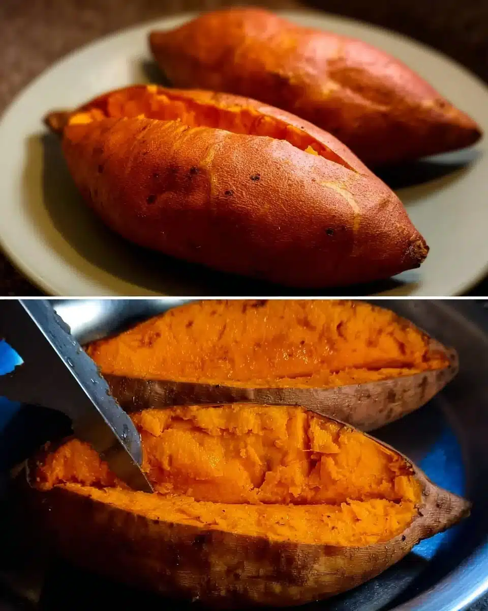 Delicious air fryer baked sweet potatoes served on a plate