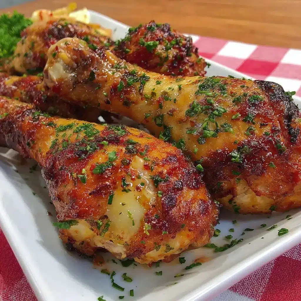 Crispy Air Fryer BBQ Chicken Drumsticks served with sauce on a plate