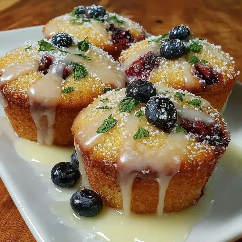 Freshly baked air fryer blueberry muffins on a plate
