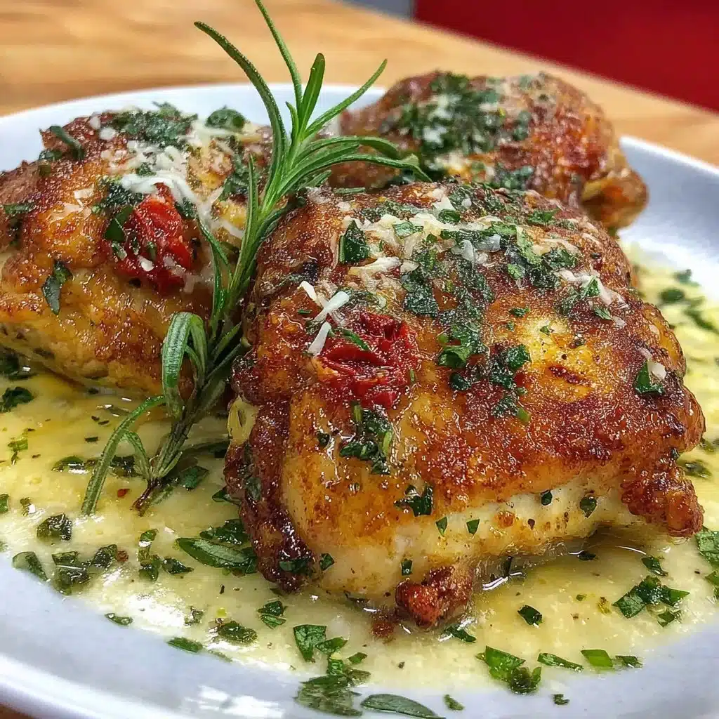 Crispy air fryer chicken thighs served with fresh herbs and vegetables